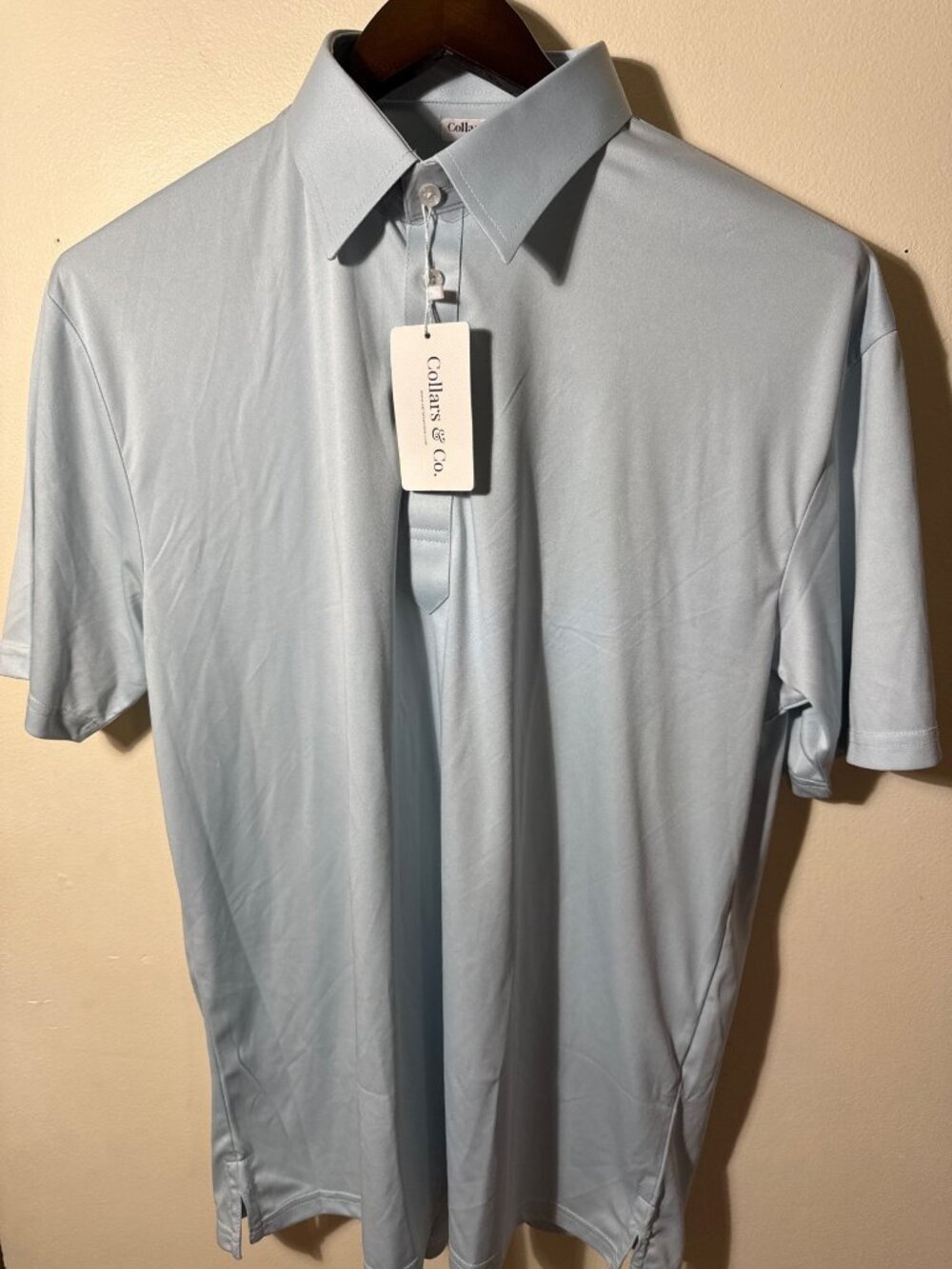 Collars & Co. Light Blue Dress Collar Polo Shirt Size X-Large 100% Polyester